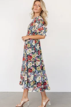 Baltic Born Rosalina Smocked Dress | Black Multi Floral