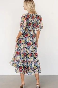 Baltic Born Rosalina Smocked Dress | Black Multi Floral