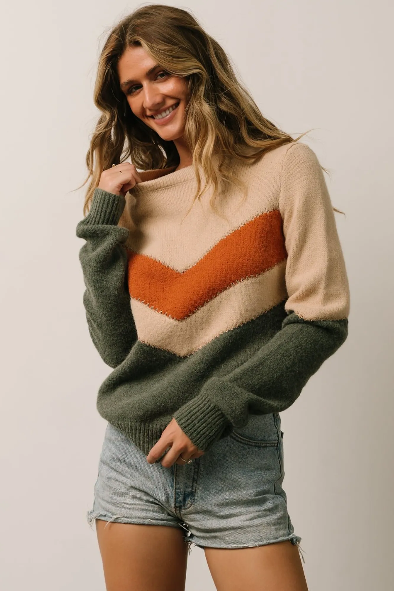 Baltic Born Rowen Color Block Sweater | Natural + Green