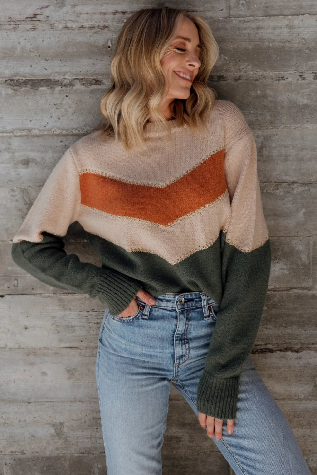 Baltic Born Rowen Color Block Sweater | Natural + Green