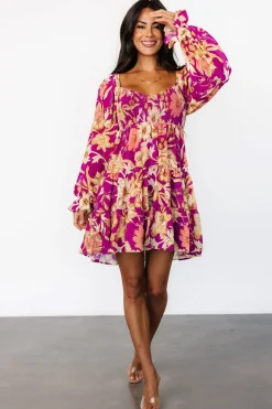 Baltic Born Rubi Short Dress | Magenta Multi Floral