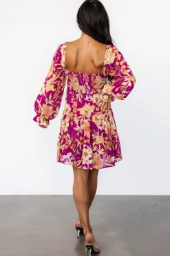 Baltic Born Rubi Short Dress | Magenta Multi Floral