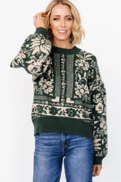 Baltic Born Salzburg Sweater | Dark Green + Taupe