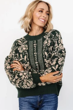 Baltic Born Salzburg Sweater | Dark Green + Taupe