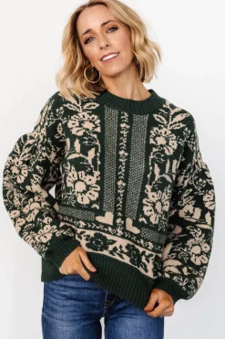 Baltic Born Salzburg Sweater | Dark Green + Taupe