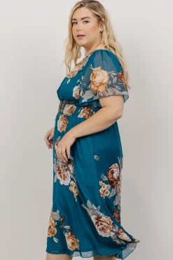 Baltic Born Sarah Smocked Midi Dress | Blue Floral