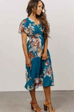 Baltic Born Sarah Smocked Midi Dress | Blue Floral