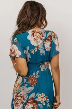 Baltic Born Sarah Smocked Midi Dress | Blue Floral