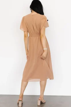 Baltic Born Sarah Smocked Midi Dress | Dusty Camel