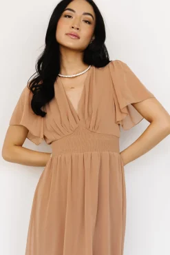 Baltic Born Sarah Smocked Midi Dress | Dusty Camel