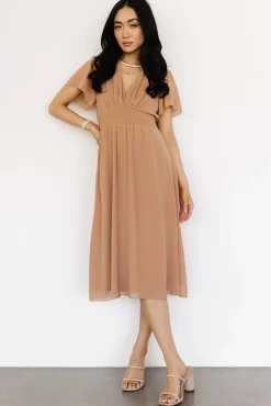 Baltic Born Sarah Smocked Midi Dress | Dusty Camel