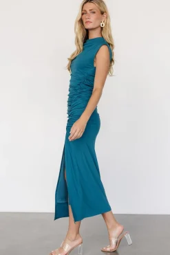 Baltic Born Sasha Ruched Maxi Dress | Peacock Blue