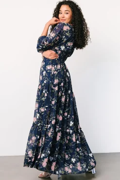 Baltic Born Sawyer Tiered Maxi Dress | Navy + Pink
