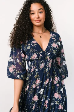 Baltic Born Sawyer Tiered Maxi Dress | Navy + Pink