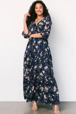 Baltic Born Sawyer Tiered Maxi Dress | Navy + Pink