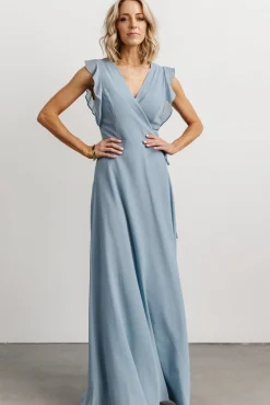 Baltic Born Saya Wrap Maxi Dress | Dusty Blue