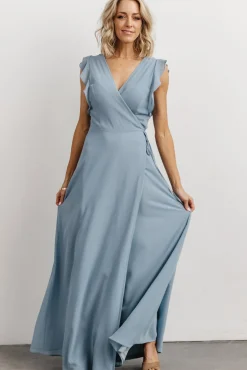 Baltic Born Saya Wrap Maxi Dress | Dusty Blue