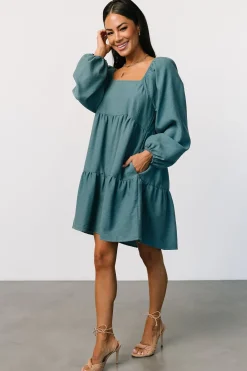 Baltic Born Selena Tiered Mini Dress | Vintage Teal