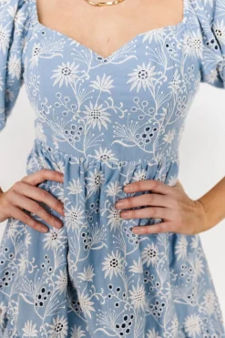 Baltic Born Serres Eyelet Mini Dress | Blue Floral