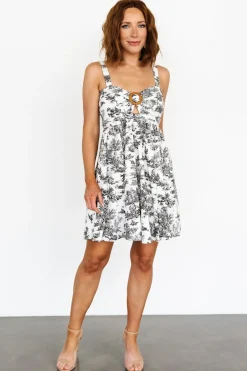 Baltic Born Sevasti Short Dress | Off White + Black Print