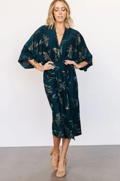 Baltic Born Shaneen Ruched Midi Dress | Jade Floral Shimmer