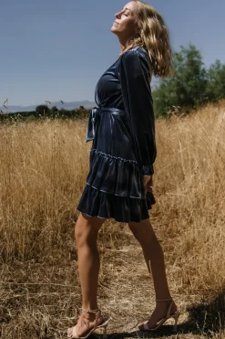 Baltic Born Shannon Velvet Short Dress | Slate Blue