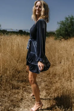 Baltic Born Shannon Velvet Short Dress | Slate Blue