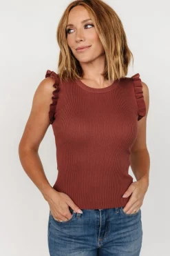 Baltic Born Shay Ribbed Top | Dusty Rust