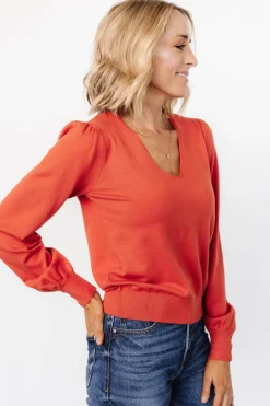 Baltic Born Sheila V Neck Sweater Top | Light Rust