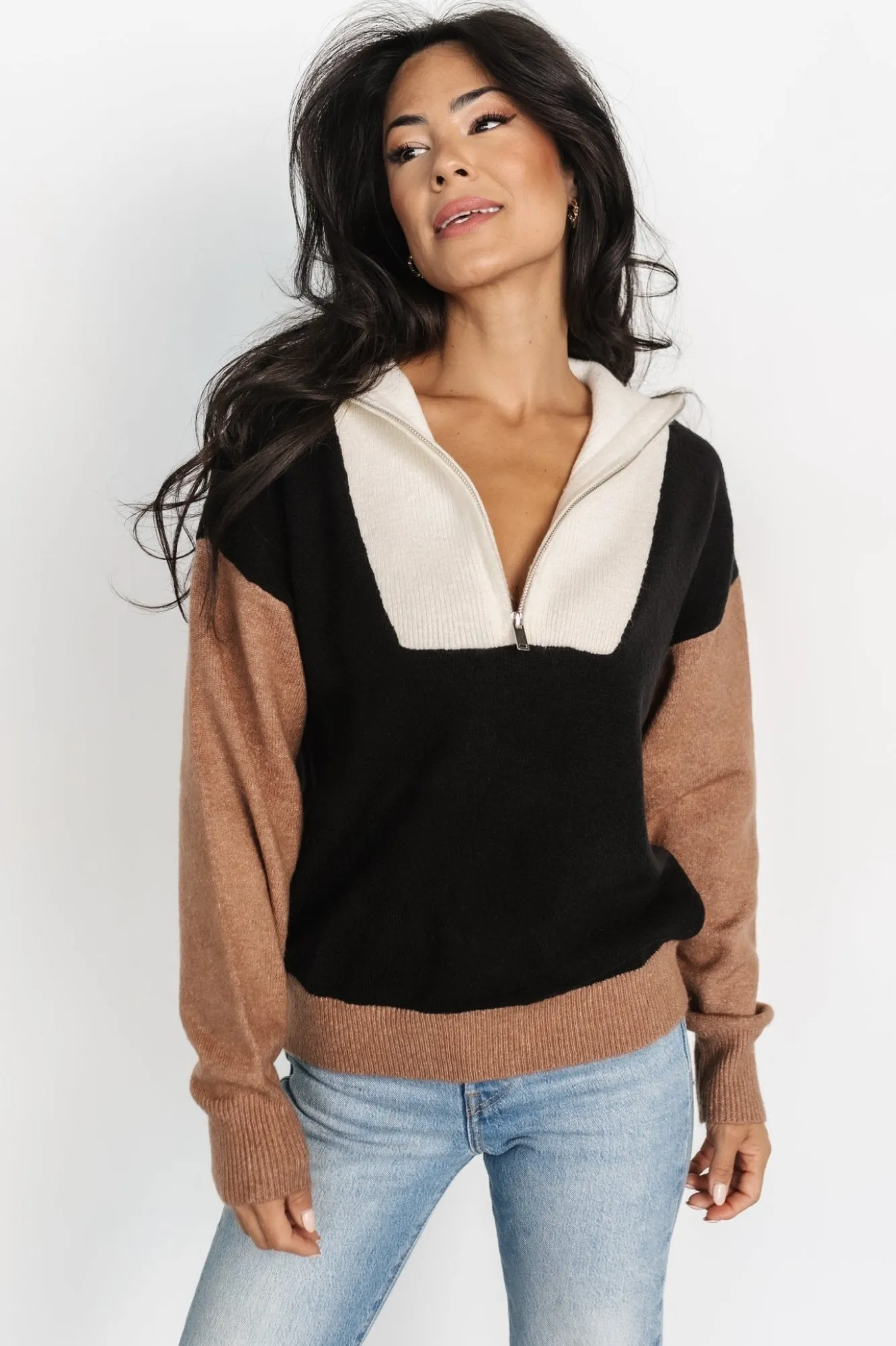 Baltic Born Sigrid Half-Zip Sweater | Black Multi