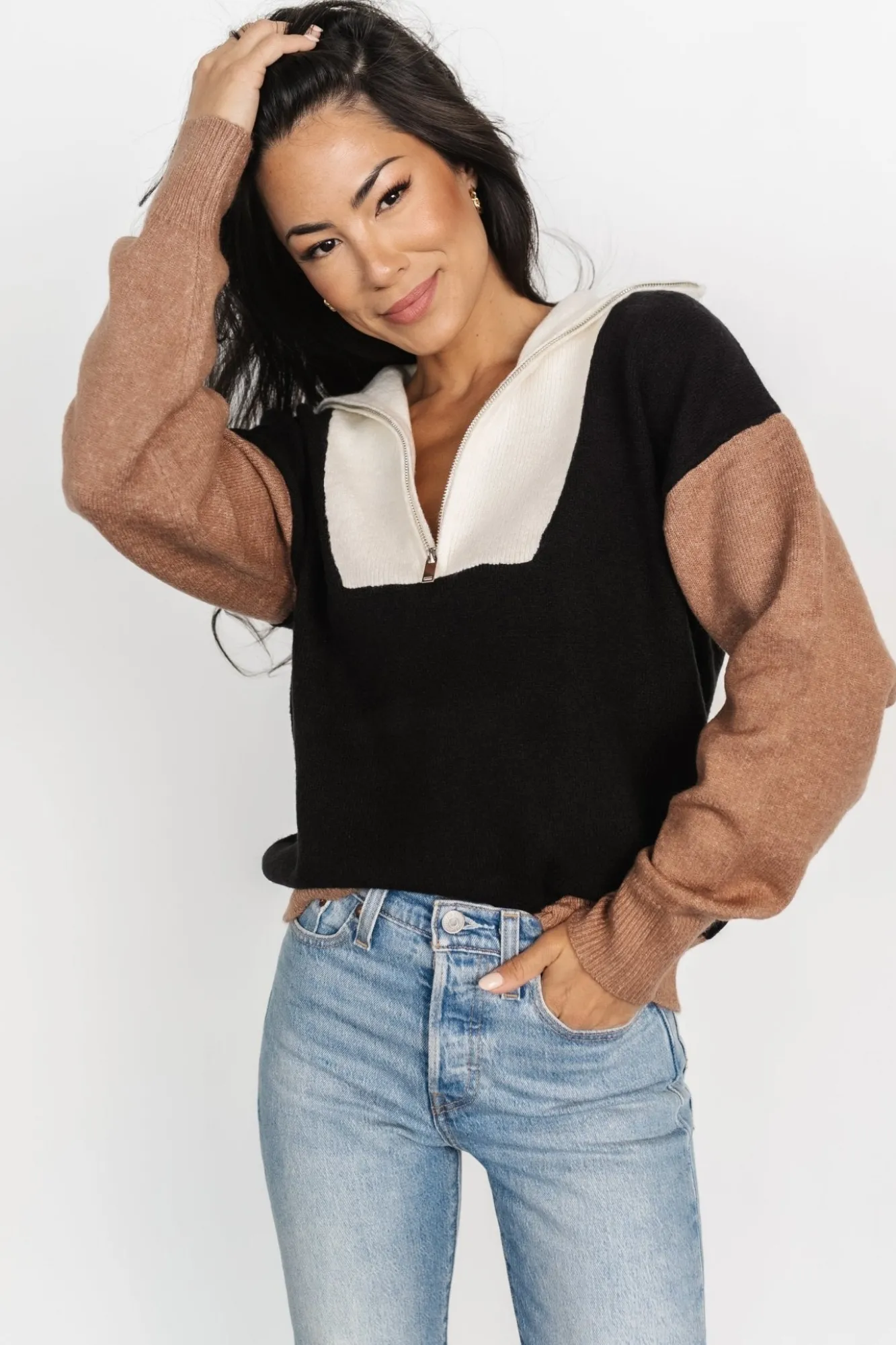 Baltic Born Sigrid Half-Zip Sweater | Black Multi