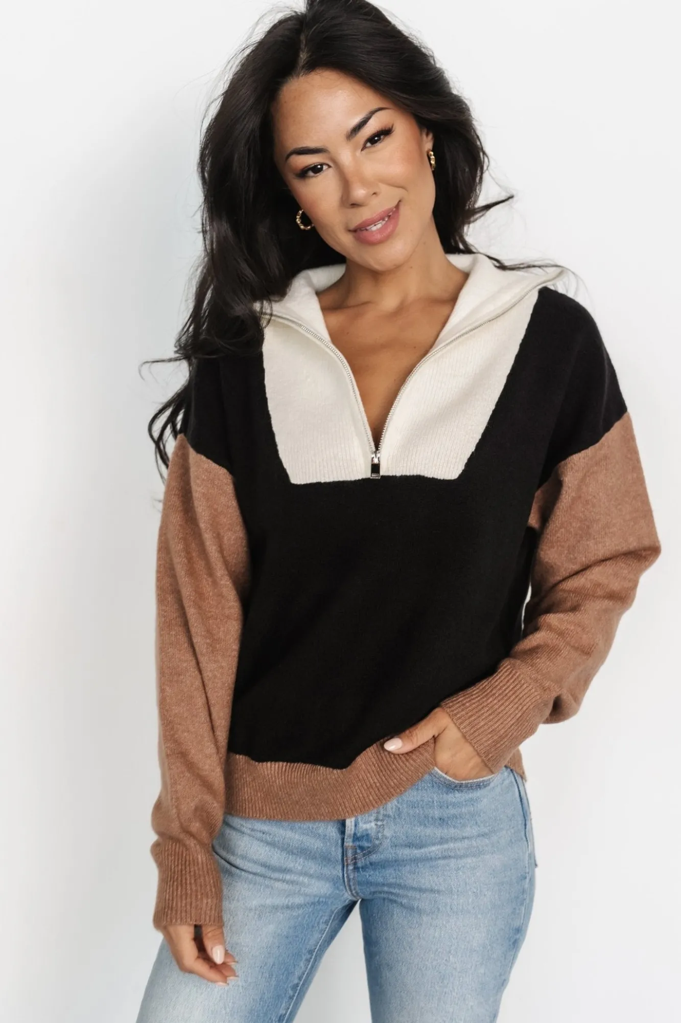 Baltic Born Sigrid Half-Zip Sweater | Black Multi