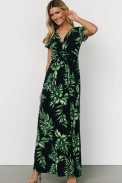 Baltic Born Soleil Maxi Dress | Black Leaf Print