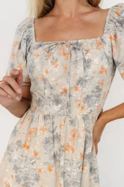 Baltic Born Sonnet Short Dress | Dusty Blue Print