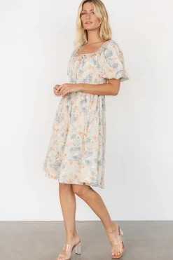 Baltic Born Sonnet Short Dress | Dusty Blue Print