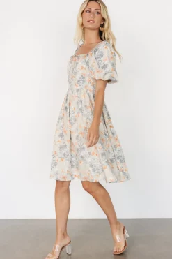 Baltic Born Sonnet Short Dress | Dusty Blue Print
