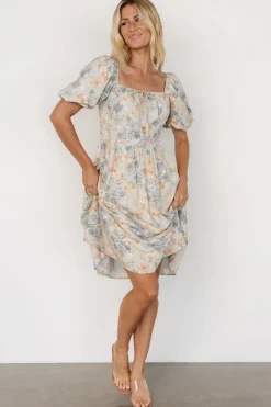 Baltic Born Sonnet Short Dress | Dusty Blue Print