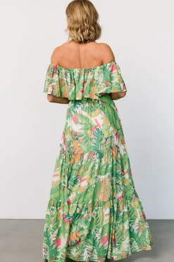 Baltic Born Sonoma Off Shoulder Maxi Dress | Green Multi