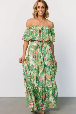 Baltic Born Sonoma Off Shoulder Maxi Dress | Green Multi