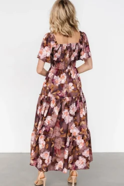 Baltic Born Southampton Smocked Maxi Dress | Brown Floral