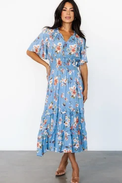 Baltic Born Spell Boho Midi Dress | Blue + Peach Floral