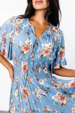 Baltic Born Spell Boho Midi Dress | Blue + Peach Floral