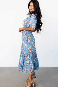Baltic Born Spell Boho Midi Dress | Blue + Peach Floral