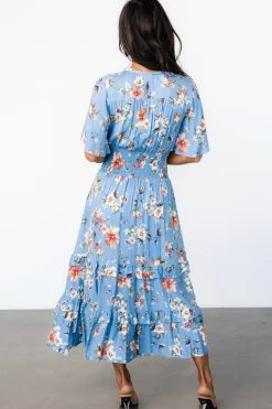 Baltic Born Spell Boho Midi Dress | Blue + Peach Floral