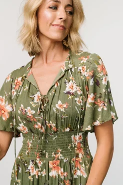 Baltic Born Spell Boho Midi Dress | Olive Floral