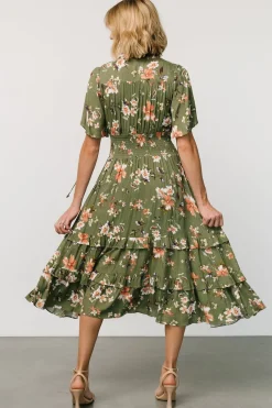 Baltic Born Spell Boho Midi Dress | Olive Floral