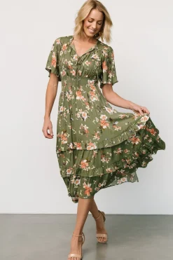 Baltic Born Spell Boho Midi Dress | Olive Floral
