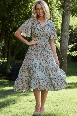 Baltic Born Spell Boho Midi Dress | Sage + Pink Floral