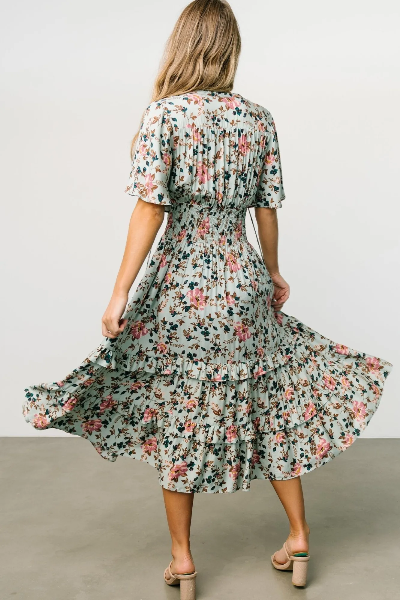 Baltic Born Spell Boho Midi Dress | Sage + Pink Floral