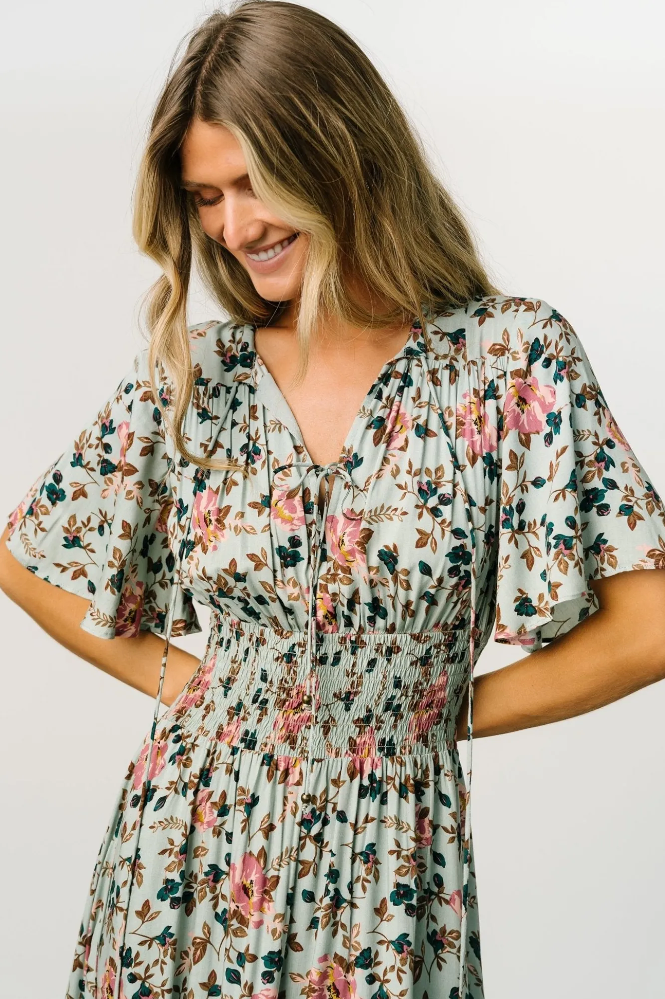 Baltic Born Spell Boho Midi Dress | Sage + Pink Floral